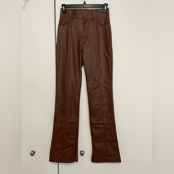 NWOT Zara Faux Leather Pants with Slit - Picture 2 of 8